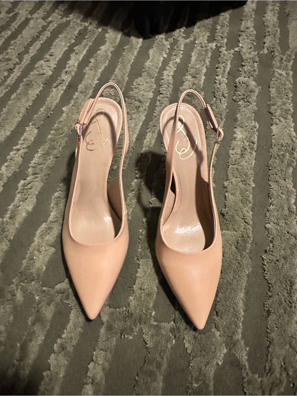 Slingback Pointed-Toe Pumps in Nude